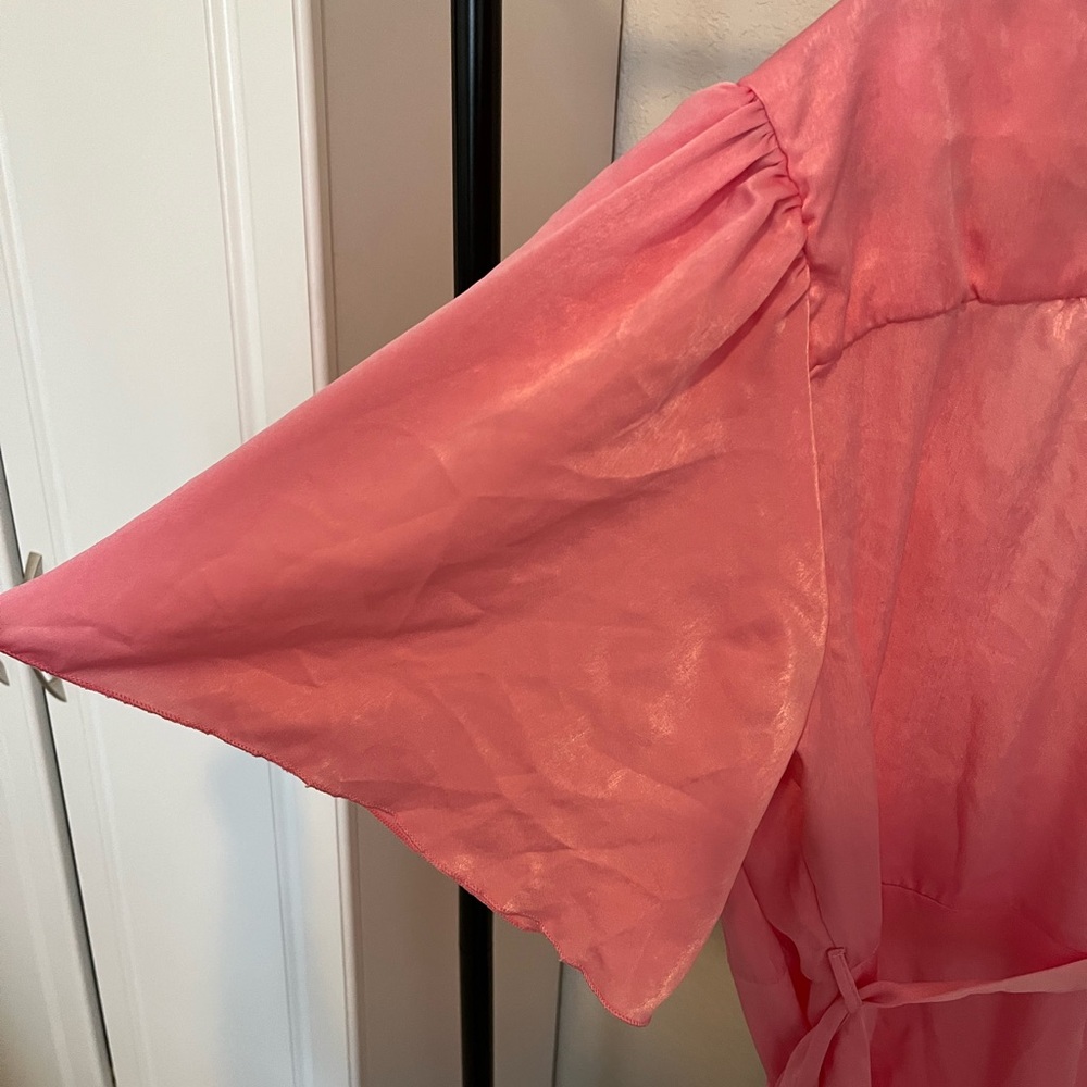 Pink Wrap Dress with Ruffle Hem - Picture 7 of 7